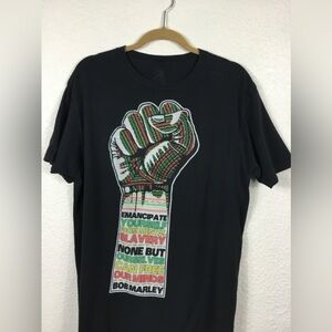 Bob Marley T-Shirt Size L Zion Roots Wear Mental Slavery Black Cotton …